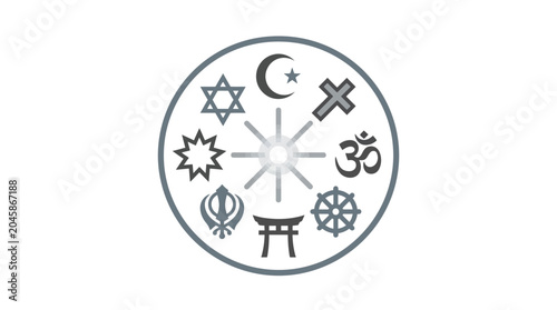 Konstfotografi Religious Symbols Wheel: Diversity of Faiths, Unity, Tolerance, Peace, Spiritual