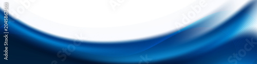 Abstract Blue and White Silk Wave Banner with Copy Space