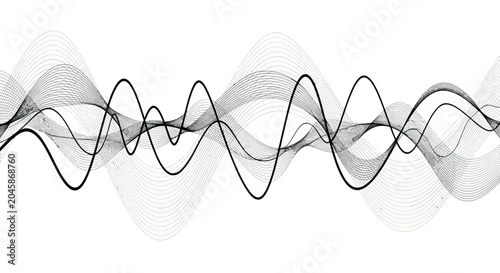 Bild auf Leinwand Black wavy lines on white background.