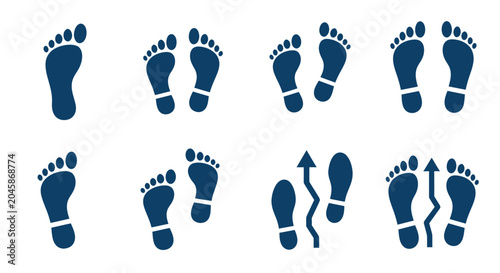 Foto Collection of various footprints icons.