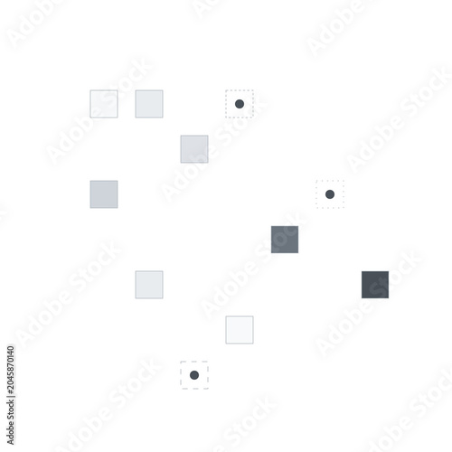 Geometric shapes, squares, dots, minimalist design elements, vector icons