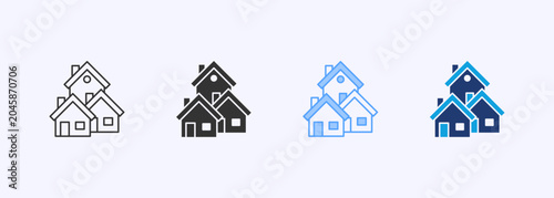Photos Village Icon Set Multiple Style Collection Illustration