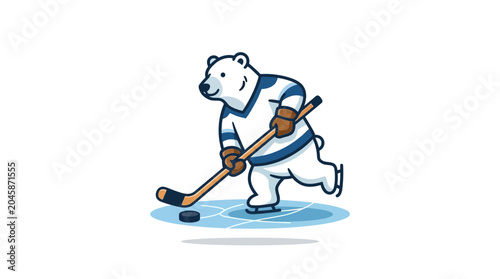 Photography Polar Bear Playing Ice Hockey