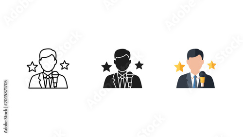 Canvastavla Successful professional spokesperson icon set with spokesperson professional ach