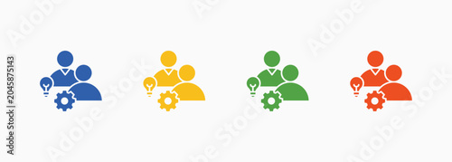 Fotografie Coaching Icon Set Color Multiple Style Collection Vector Illustration