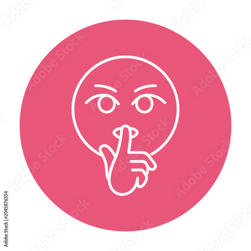 Quadro su tela Vector of a secretive face in a pink circle warning silently.