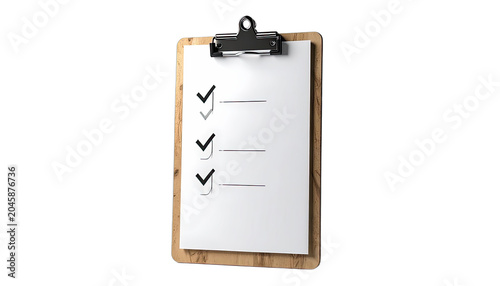 A clipboard with a checklist and checkmarks against a black background.