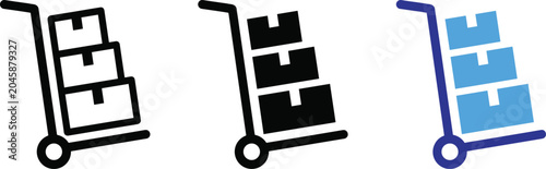 Hand Truck Dolly Boxes Delivery Shipping Logistics Moving Icons Illustration Vector