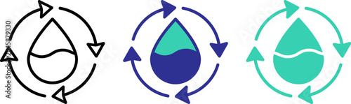 Photos Water recycling and conservation concept with circular