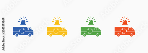Vászonkép Ambulance Icon Set Color Multiple Style Collection Illustration