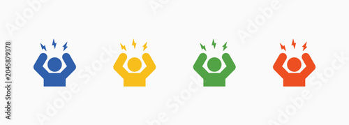 Foto Stress Icon Set Color Multiple Style Collection Illustration