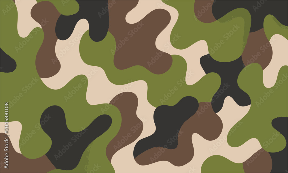Fototapeta premium Classic army camouflage seamless vector pattern with halftone dots.
