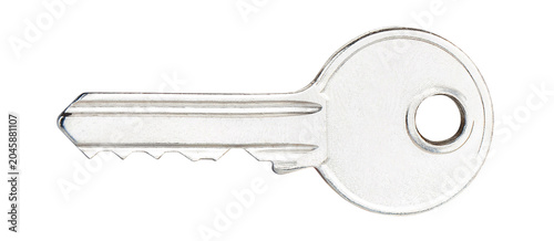 Картината върху платно Metal key on keyring for door access and security, isolated on cutout transparen