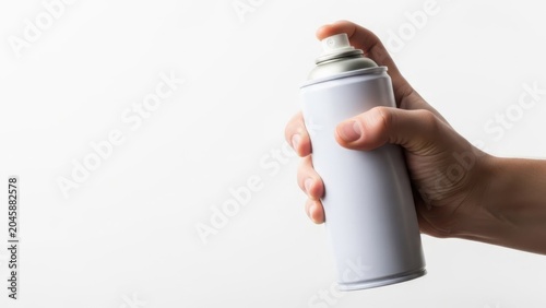 Hand holding a spray can