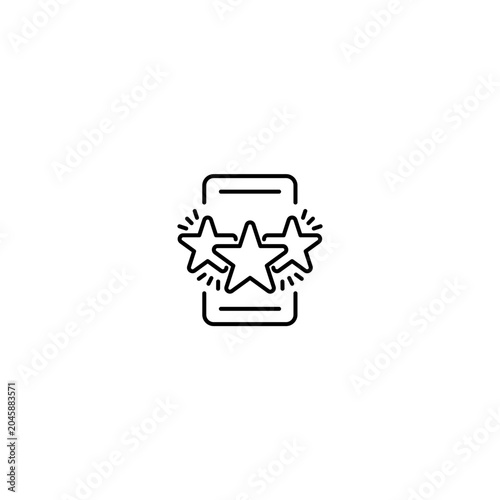 Mobile phone rating icon with three shiny stars for customer review and feedback Outline Transparent background Editable Stroke