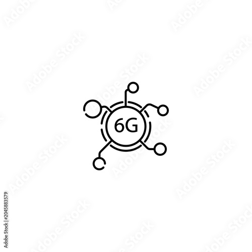 6G network connection icon with futuristic communication technology nodes Outline Transparent background