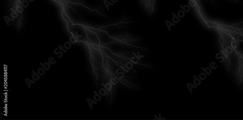 Canvas Print Lightning storm background with electric sparks, dark night sky with thunderbolt
