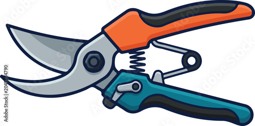 Foto Gardening Secateurs with Orange and Blue Handles
