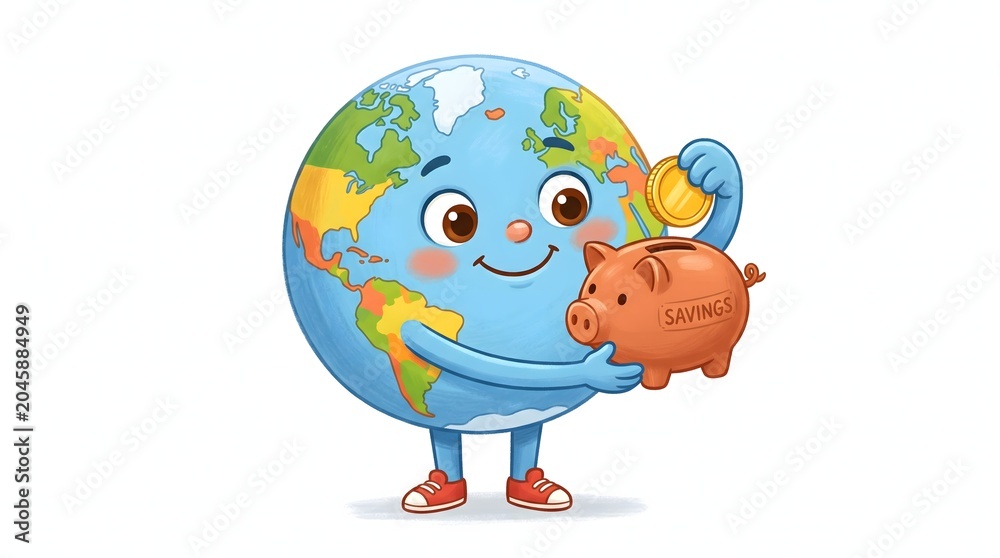 Fototapeta premium Educational artwork teaching saving money, responsibility and basic money management skills.