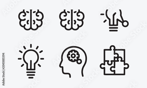 WebBrainstorming web icons in line style. Brain, idea, smart, creativity, skill, collection