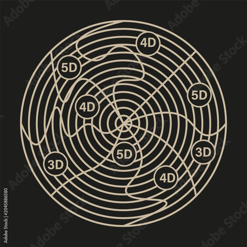 Foto Complex diagram of string theory and higher dimensions vector