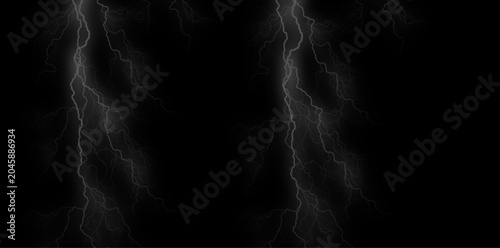 Lightning bolts on black background, electric storm
