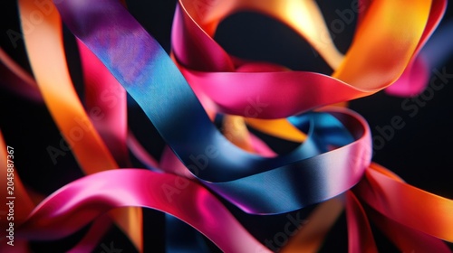 Abstract vibrant ribbons in a swirling pattern