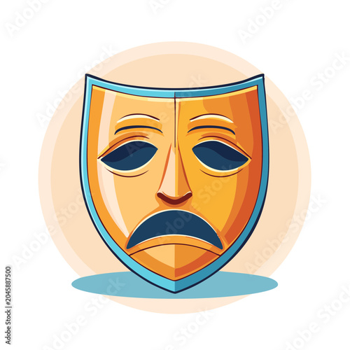 Sad theater mask illustration