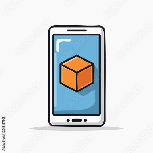 Smartphone displaying a 3D cube icon