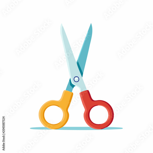 Stylized Illustration of Open Scissors