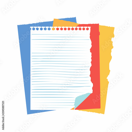 Stack of Torn Lined Paper Sheets