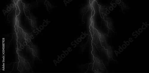 Lightning bolts on black background, electric storm