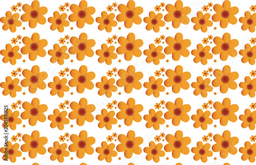 Retro orange flower pattern vector, seamless floral background with 70s aesthetic, vintage daisy wallpaper for textile and gift wrap design