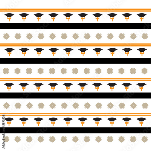 Ancient egyptian decorative border with hieroglyphs and floral motifs