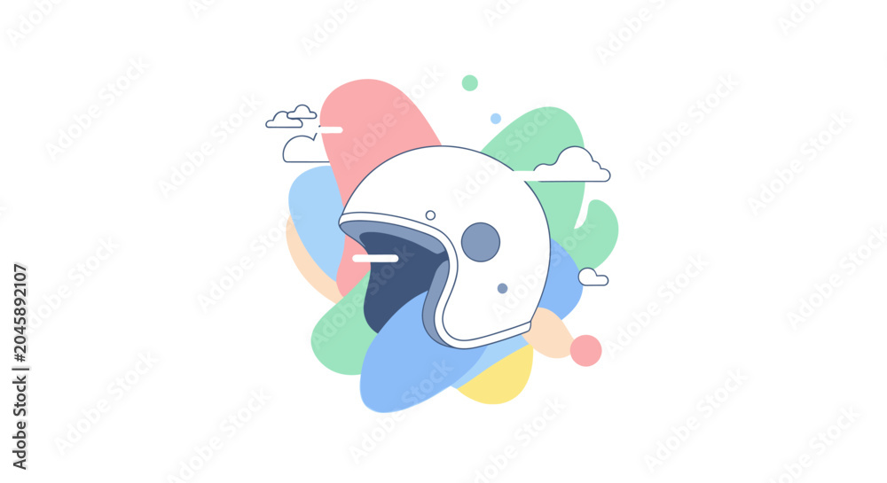Fototapeta premium Retro Helmet with Abstract Shapes