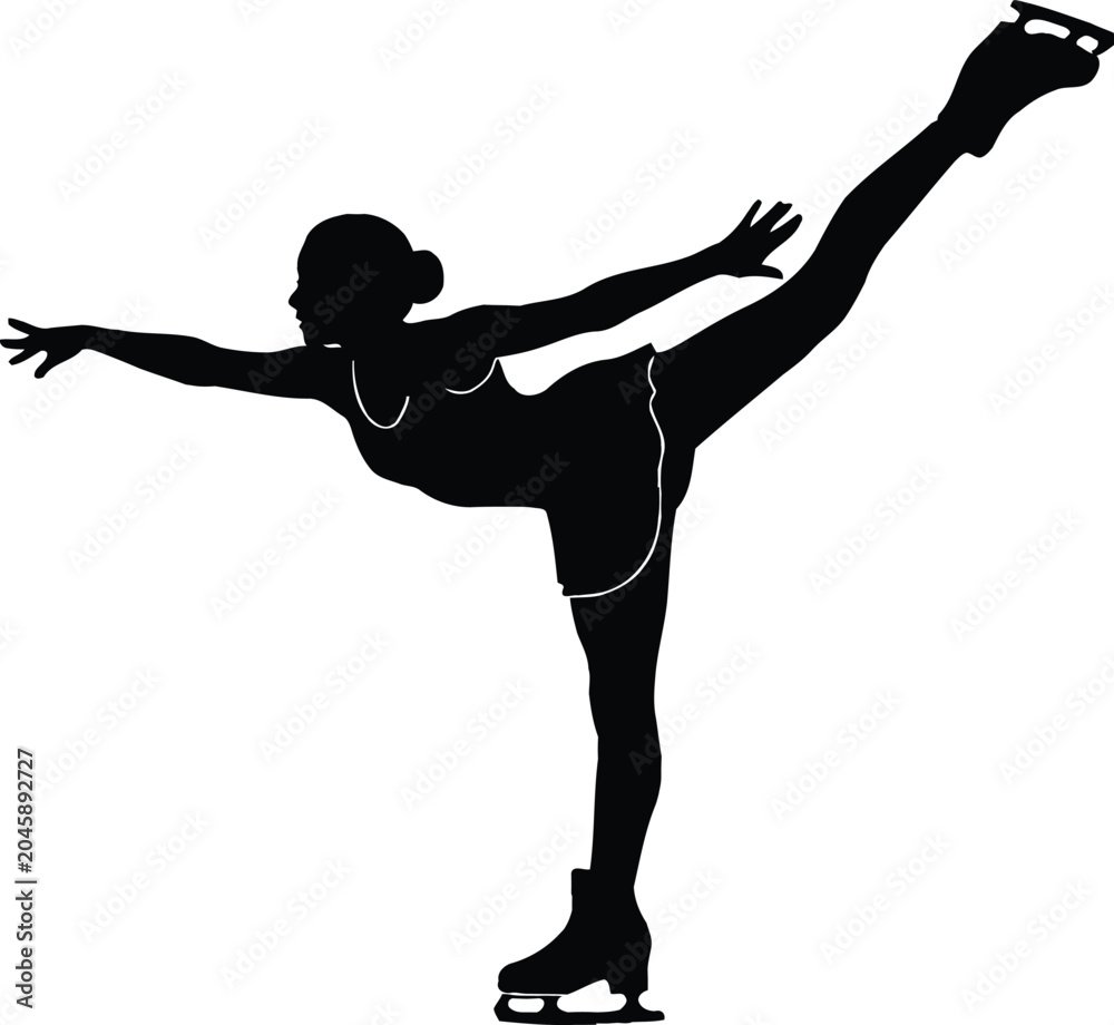 Fototapeta premium Figure skating woman in motion silhouette