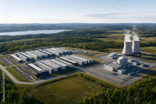 Aerial data center beside modular nuclear power campus