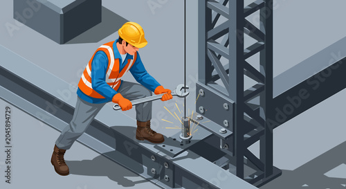 Man wearing safety gear on construction.