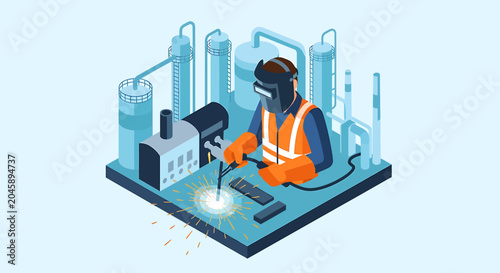 Man wearing safety gear welding metal.
