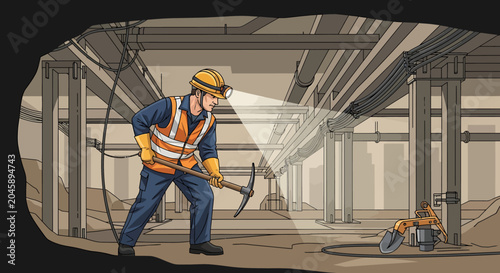 Man wearing safety gear working.