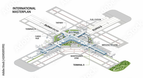 International airport master plan blueprint.