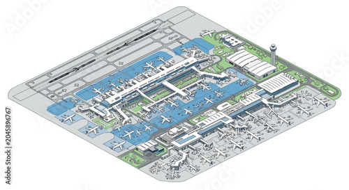 Airport terminal layout and infrastructure plan.