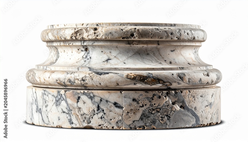 Fototapeta premium Luxury Marble Pedestal Base for Product Display Isolated on White
