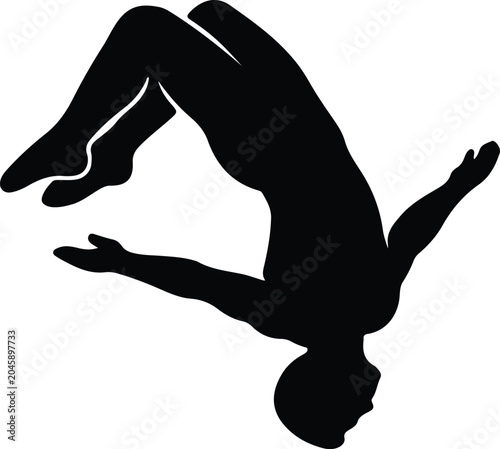 Photos Silhouette vector of a person performing a dynamic backflip jump design