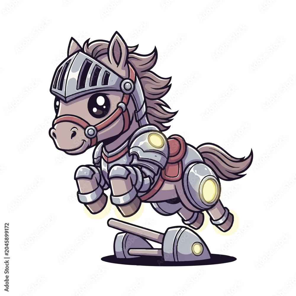 Fototapeta premium Cartoon horse in armor costume.