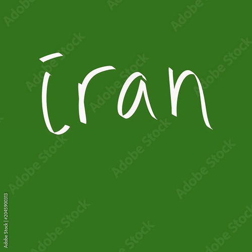 Iran text in white on green background