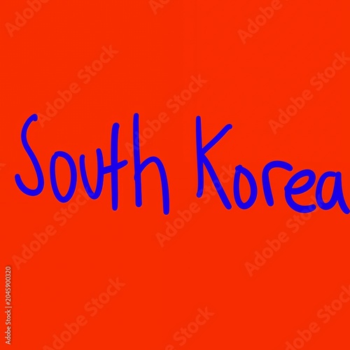 South Korea text written in white calligraphy on red background