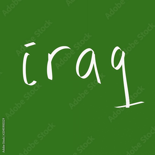 white handwritten word iraq on green background