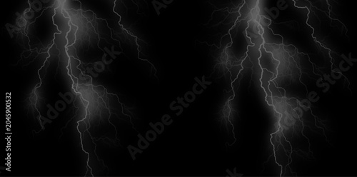 Lightning storm background with electric sparks, dark night sky