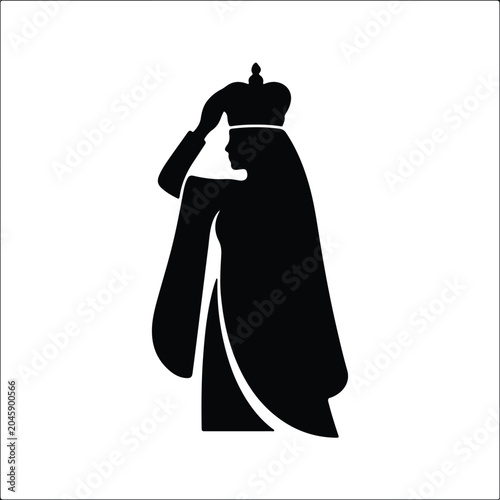 Foto Silhouette vector queen character wearing a royal crown icon design